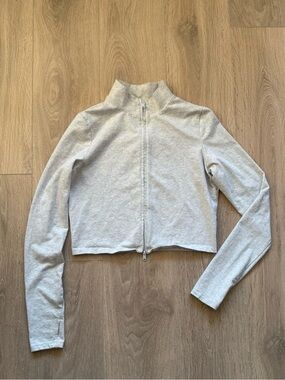 Garage Light Gray Cropped Zip-Up Jacket